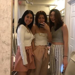 Pink dress pants with bow